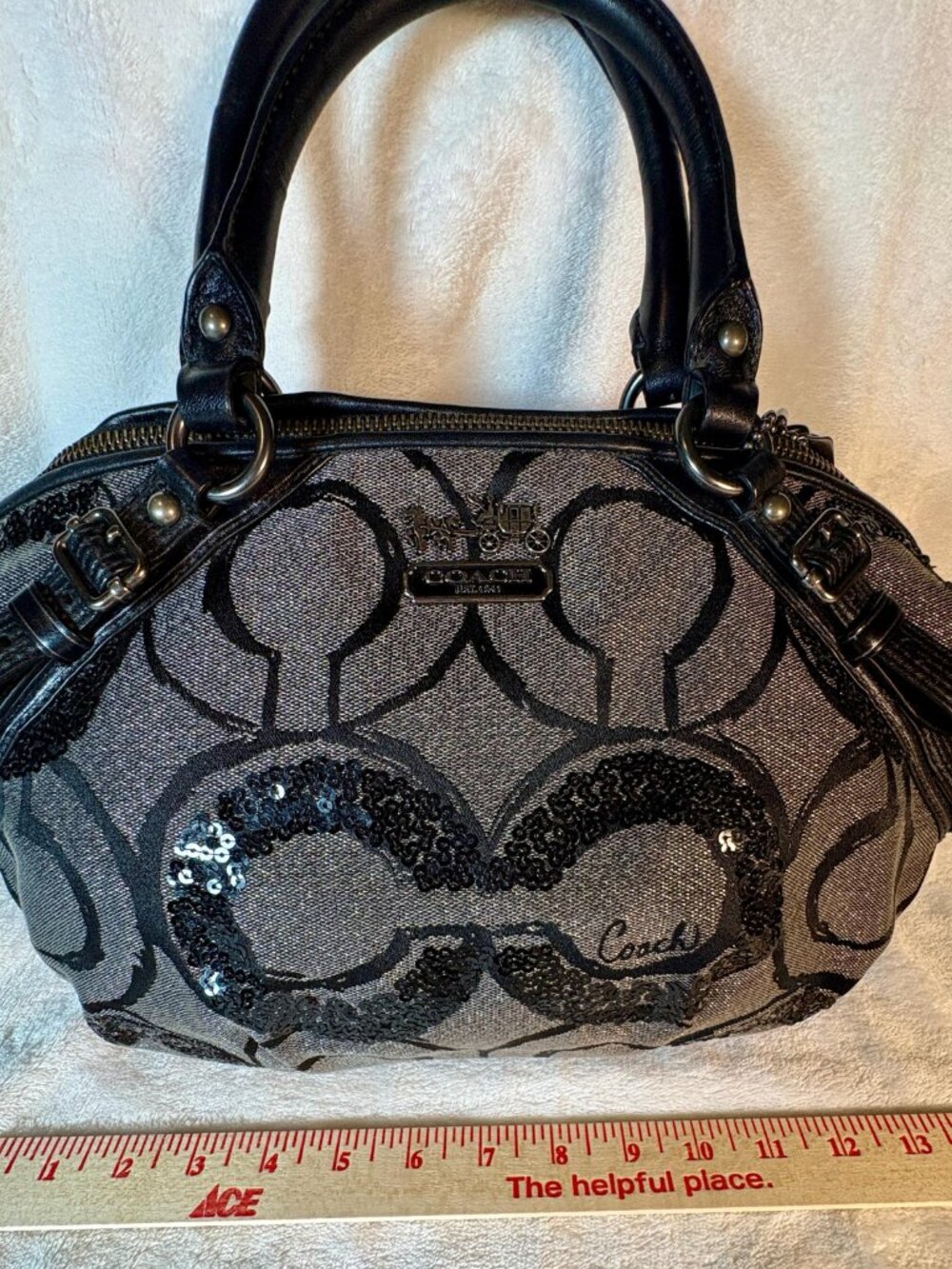 Coach Madison Sequin Op Art Sophia Lurex Satchel - Picture 9 of 15